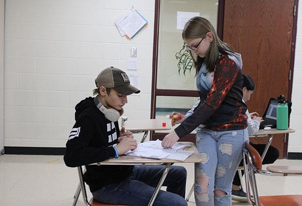 Students working together on a project.